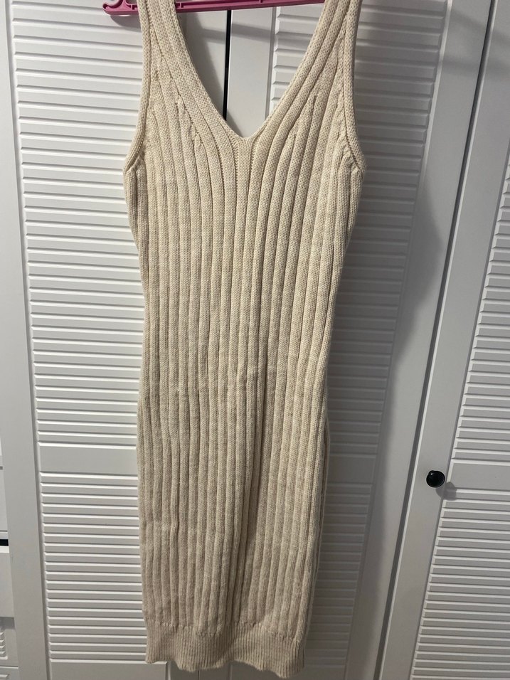 Bej Uzun Kollu Boğazlı Örgü Kadın Kazak - Görsel 4