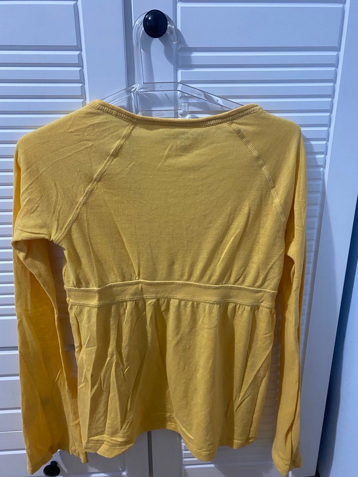 Sarı Düğmeli  Bluz, Uzun Kollu, Bol Kesim - Görsel 3
