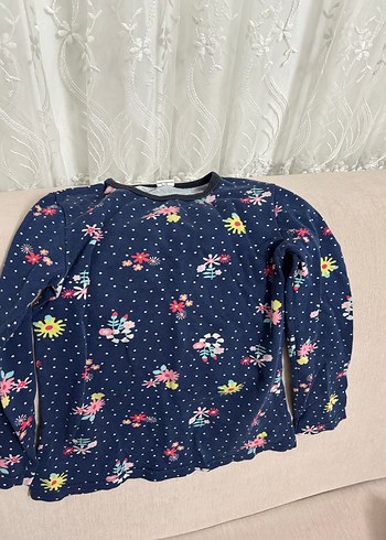 Çiçek Desenli Uzun Kollu Kız Tişörtü - Görsel 2