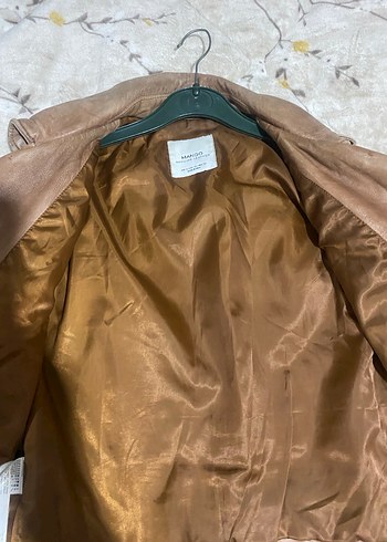 Bej Deri Kadın mango Biker Ceket - Görsel 6