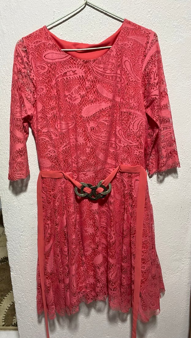 Dantel Detaylı Kırmızı elbise - Görsel 2