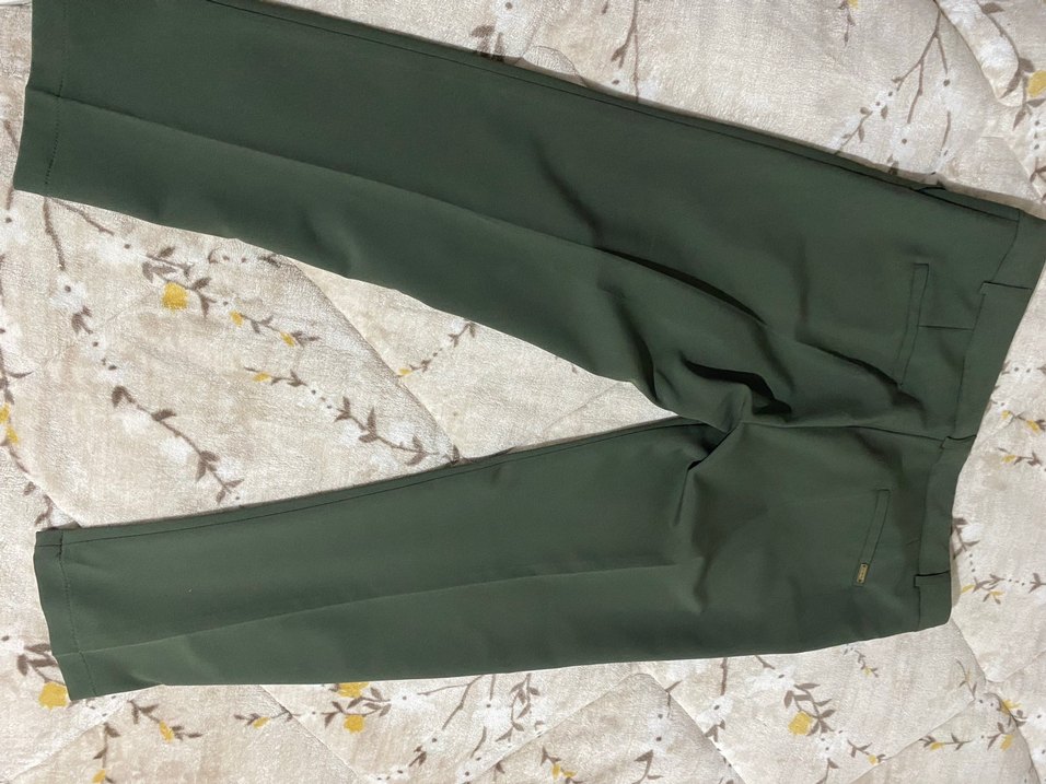 Kadın Yeşil Kumaş Kemerli Pantolon - Görsel 2