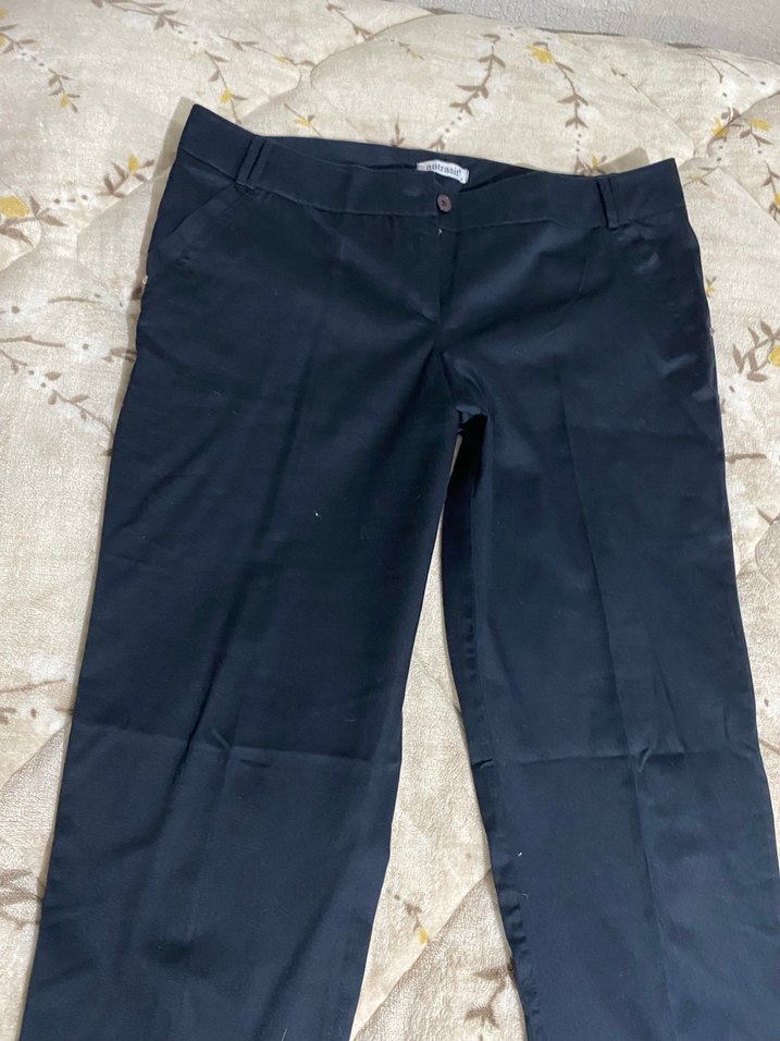 Düğmeli Lacivert Kadın Denim Pantolon - Görsel 2