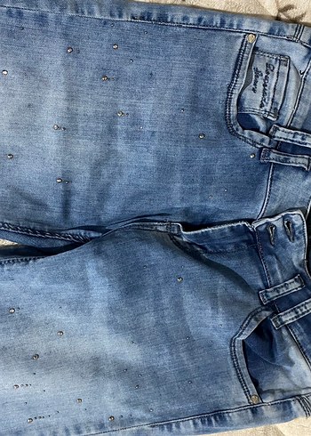 Payet İşlemeli Mavi Kadın Kot Pantolon - Görsel 2