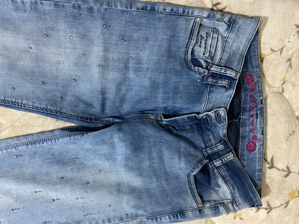 Payet İşlemeli Mavi Kadın Kot Pantolon - Görsel 2