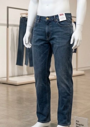 Wrangler Koyu Mavi Regular Straight Jean Bel 85cm Boy 94 Cm