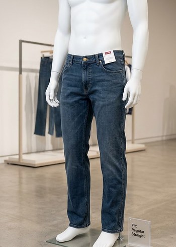 Wrangler Koyu Mavi Regular Straight Jean Bel 85cm Boy 94 Cm