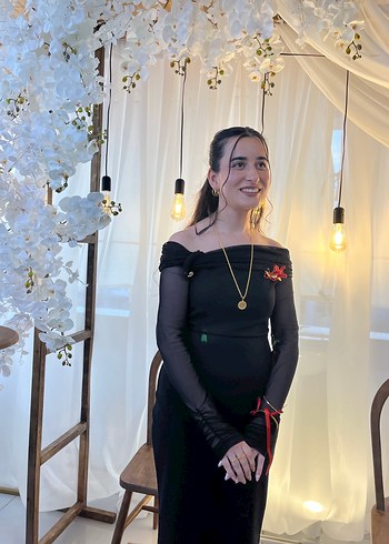 Trendyol & Milla Siyah Uzun Kollu abiye elbise