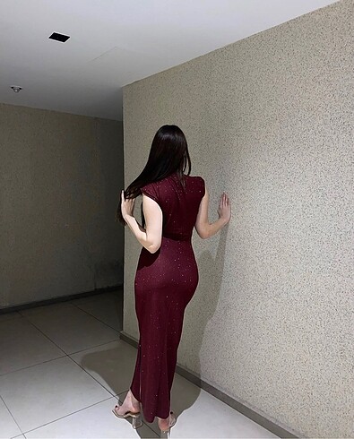 s Beden Bordo simli abiye
