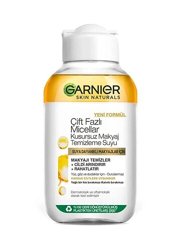 Garnier Çift Fazlı Micellar Kusursuz Makyaj Temizleme Suyu 100 m