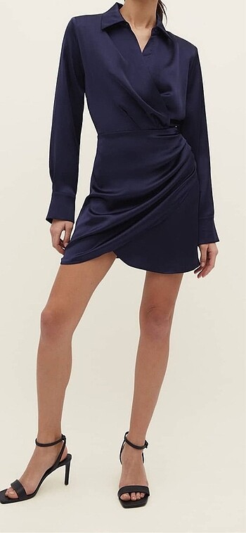 Stradivarius lacivert mini elbise