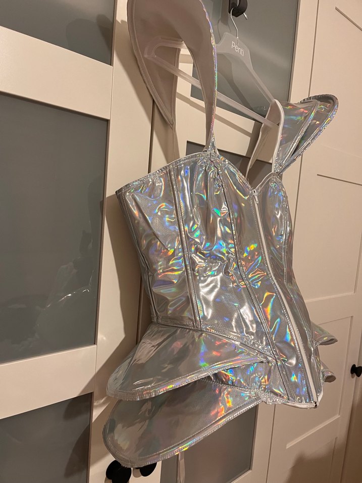 Holografik Straplez Büstiyer ve Kolluk Cadılar Bayramı Kostümü - Görsel 3