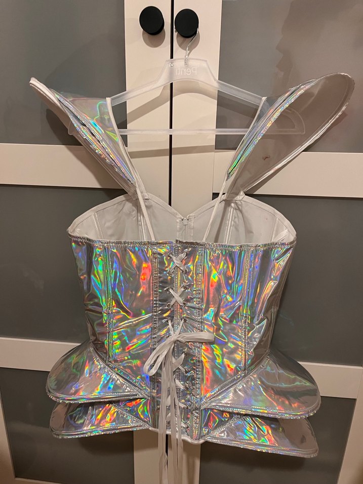 Holografik Straplez Büstiyer ve Kolluk Cadılar Bayramı Kostümü - Görsel 4