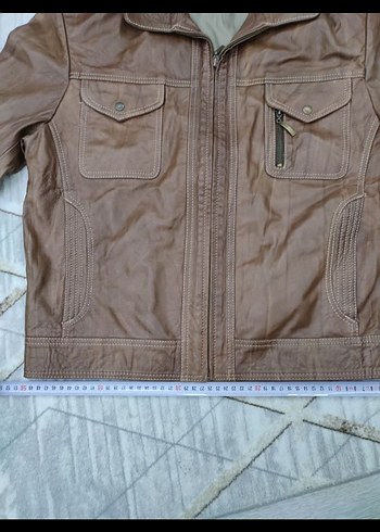 Düğmeli Kahverengi Erkek Deri Ceket - Görsel 3