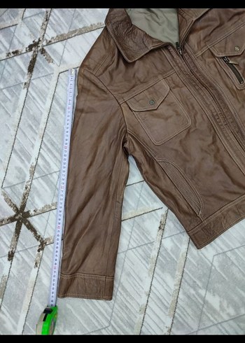 Düğmeli Kahverengi Erkek Deri Ceket - Görsel 5