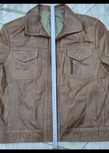 Düğmeli Kahverengi Erkek Deri Ceket - Görsel 6