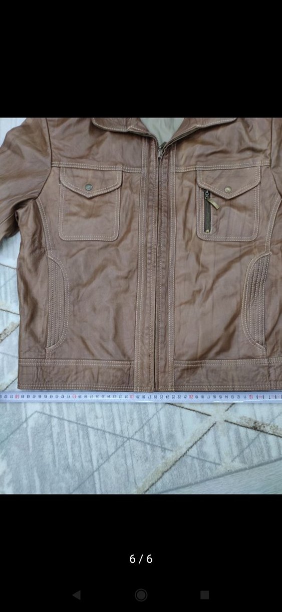 Düğmeli Kahverengi Erkek Deri Ceket - Görsel 3