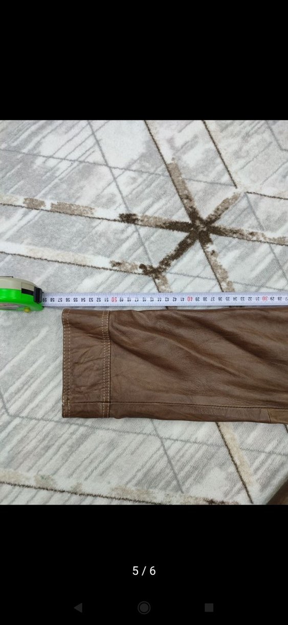 Düğmeli Kahverengi Erkek Deri Ceket - Görsel 4