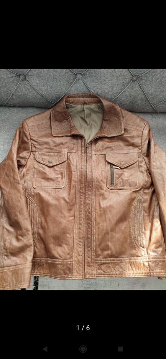 Düğmeli Kahverengi Erkek Deri Ceket - Görsel 2