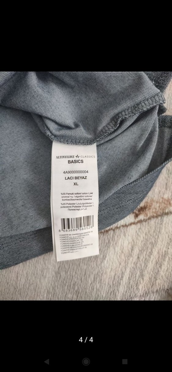 ALTINYILDIZ Gri Denim Uzun Kollu Polo Tişört - Görsel 4