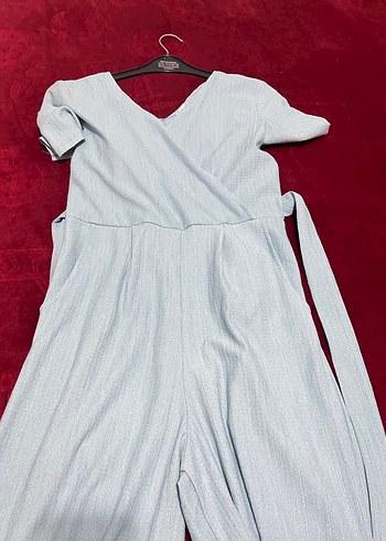 V Yaka Uzun Mavi Tulum - Görsel 4