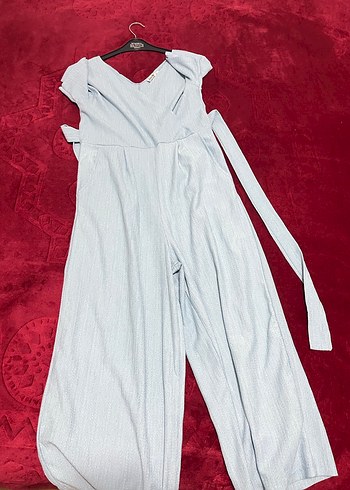 V Yaka Uzun Mavi Tulum - Görsel 2