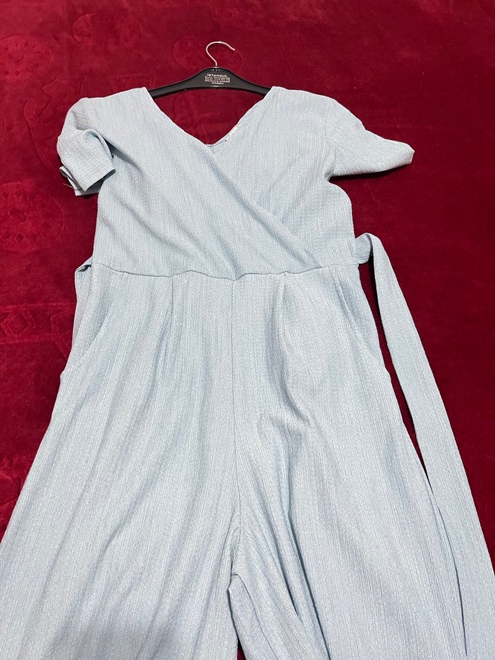 V Yaka Uzun Mavi Tulum - Görsel 4