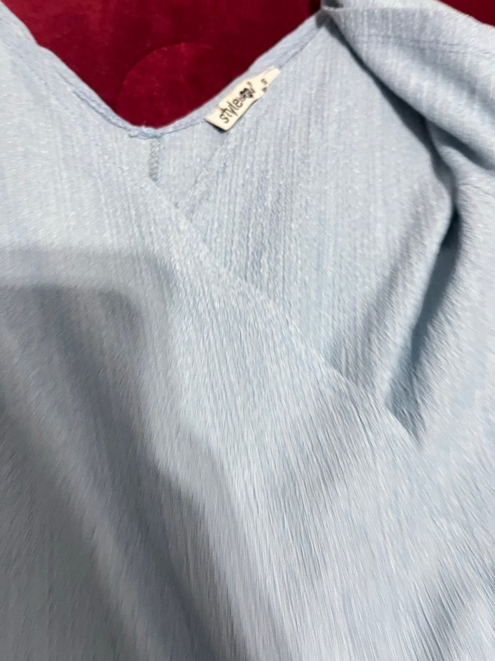 V Yaka Uzun Mavi Tulum - Görsel 3