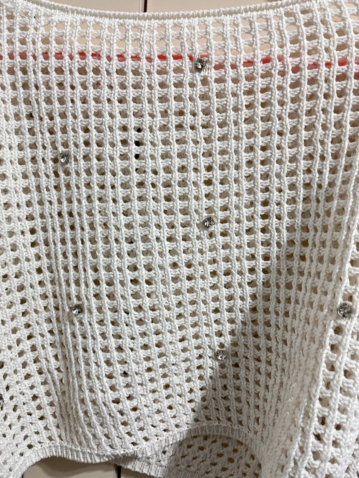 Beyaz Örgü Kadın Triko Uzun Kollu - Görsel 3