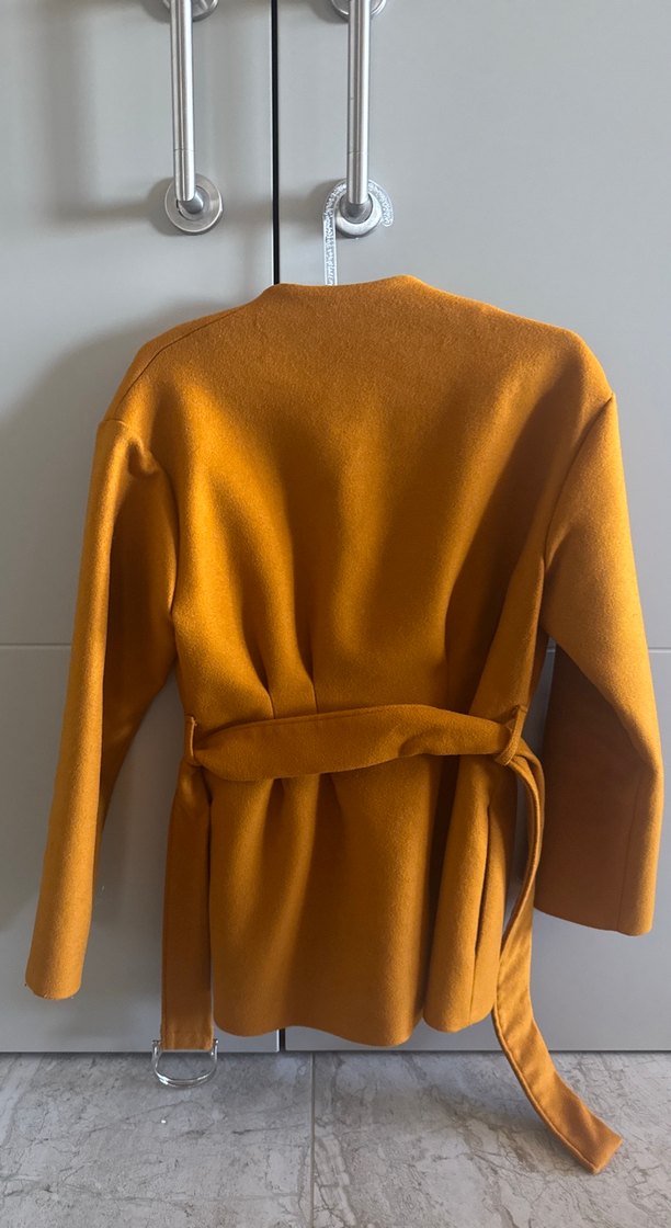 Sarı Midi Kadın Süet Kaban - Görsel 3