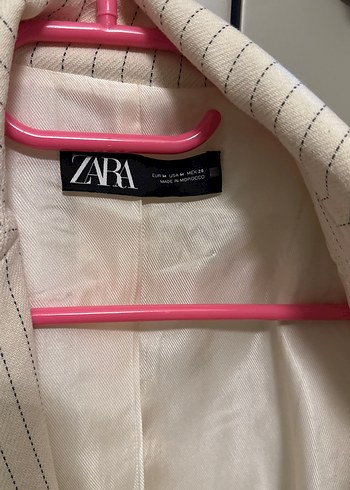 Bej Keten Mini Çizgili Kadın Blazer - Görsel 3