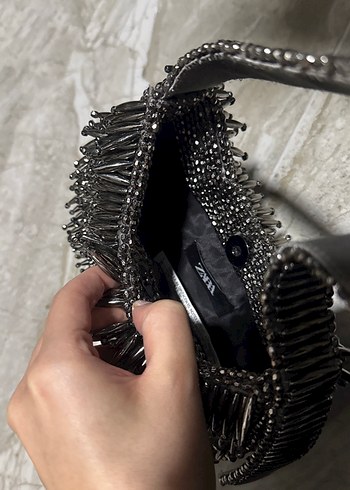 Siyah Boncuk İşlemeli Gotik Kadın Çantası - Görsel 4