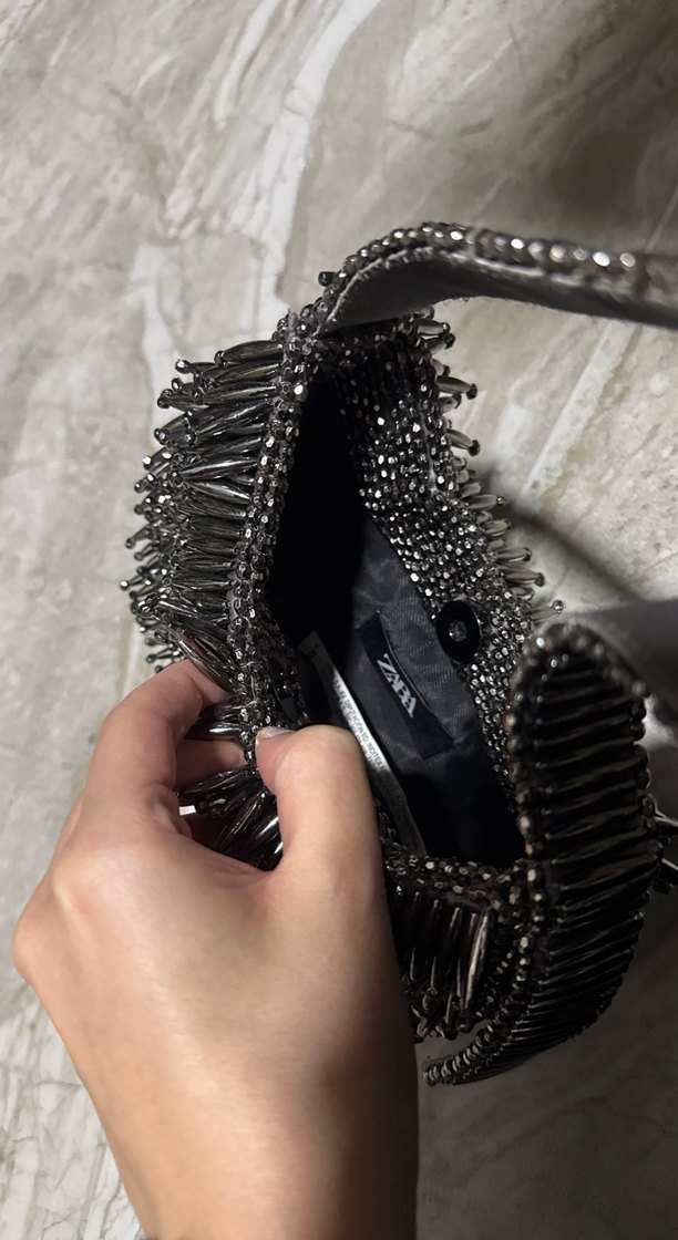 Siyah Boncuk İşlemeli Gotik Kadın Çantası - Görsel 4