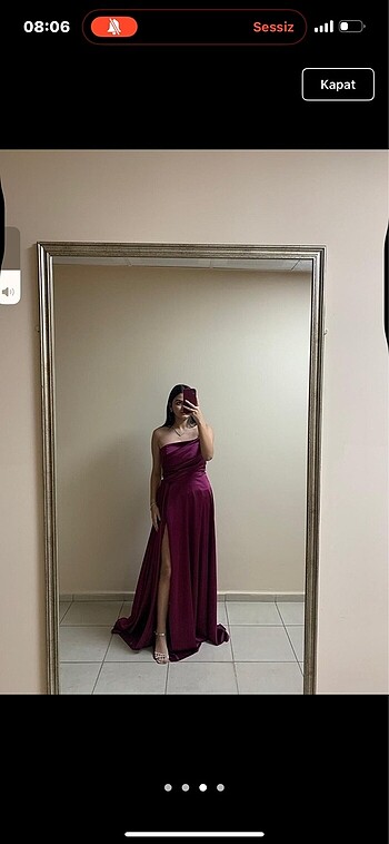 Uzun şık bordo abiye - Görsel 5