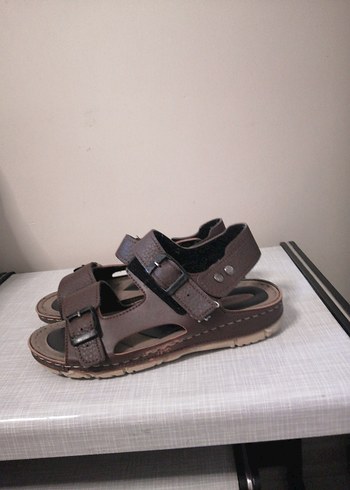 Kahverengi Deri Erkek Çocuk Sandalet - Görsel 3