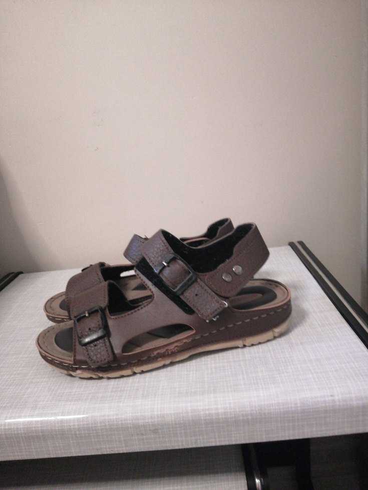 Kahverengi Deri Erkek Çocuk Sandalet - Görsel 3