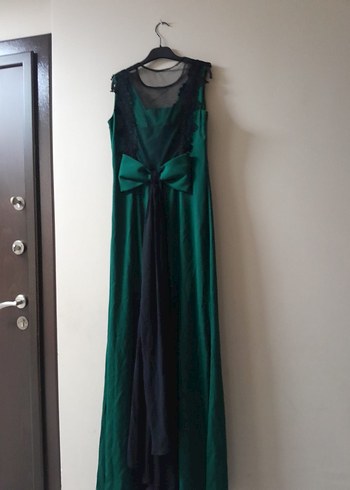 Diger Koyu Yeşil Uzun Kadın Abiye Elbise - Görsel 2