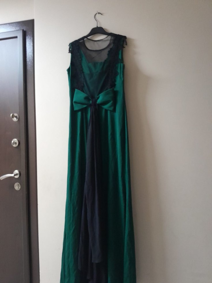 Diger Koyu Yeşil Uzun Kadın Abiye Elbise - Görsel 2