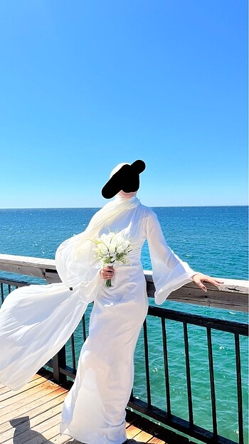 Beyaz nikah elbisesi tesettür