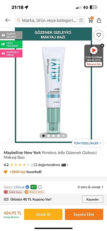 Maybelline gözenek gizleyici makyaj bazı