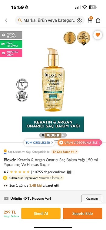 Bioxcin saç bakım yağı