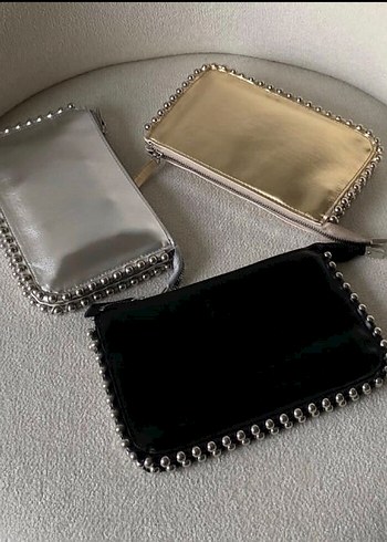 Zincir Detaylı Siyah Deri Kadın Clutch Çanta - Görsel 2