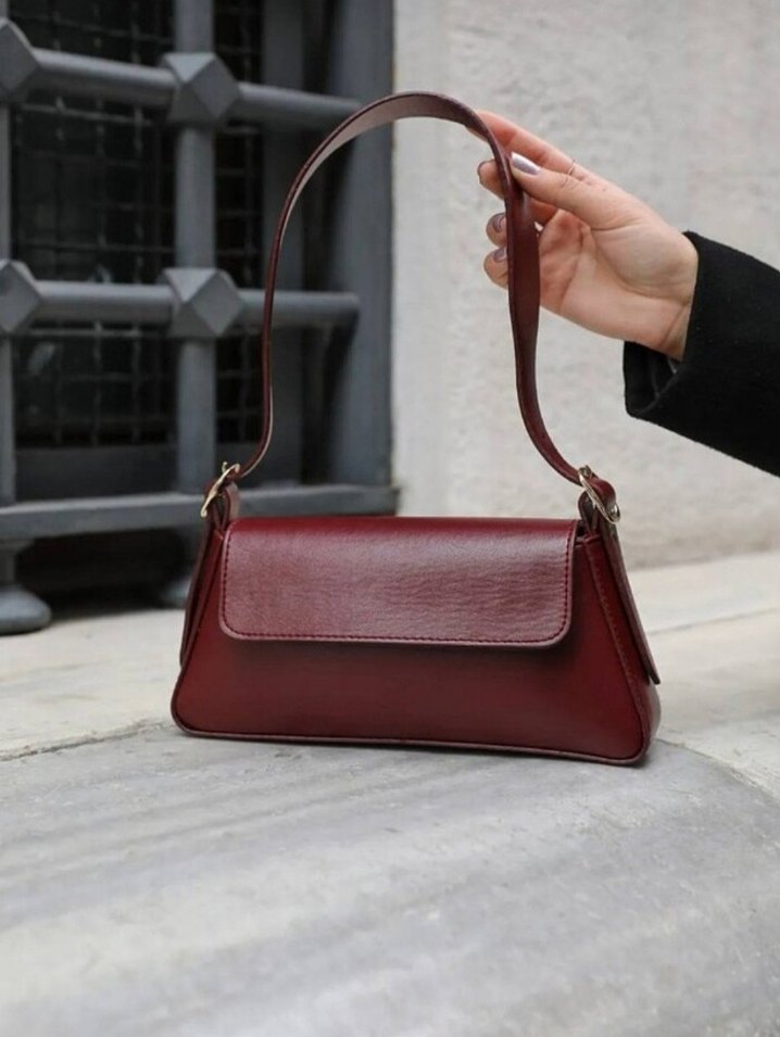 Bordo Deri Kadın Çanta - Görsel 2