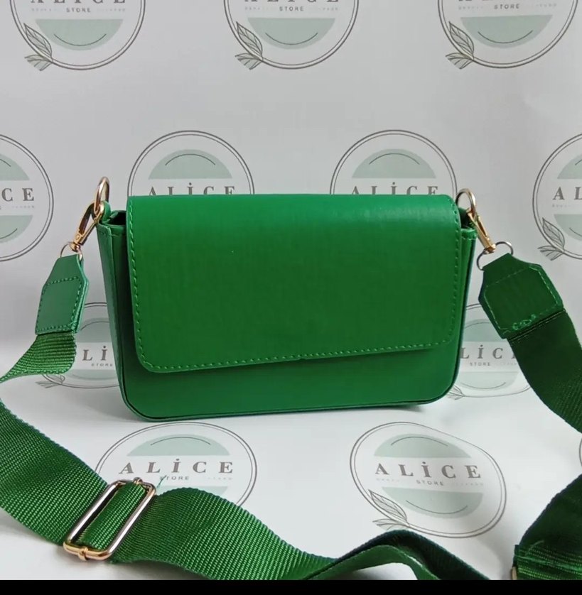 Yeşil Deri Kadın Çanta Tokalı - Görsel 4