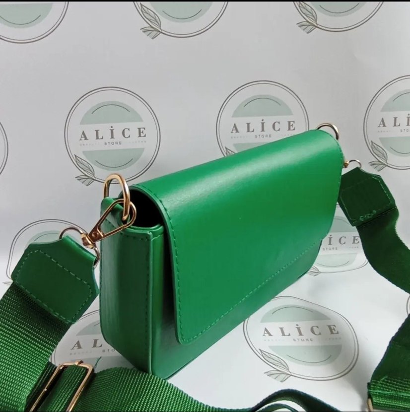 Yeşil Deri Kadın Çanta Tokalı - Görsel 2