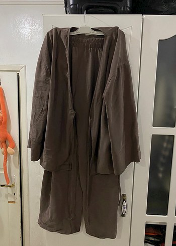 xl Beden kahverengi Renk Uzun Kahverengi Drapeli Kadın Kimono