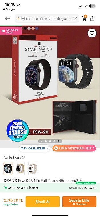 Fsw-026 Nfc Full Touch 45mm Ip68 Su Geçirmez Titanyum Akilli Saa - Görsel 4