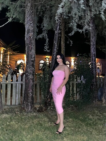 Diğer Pembe Midi Elbise ? Barbie Esintili ve Zarif