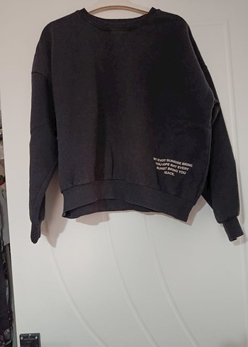 Siyah Baskılı Oversize Kadın Sweatshirt