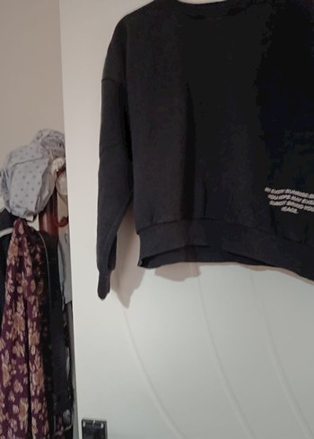 m Beden siyah Renk Siyah Baskılı Oversize Kadın Sweatshirt
